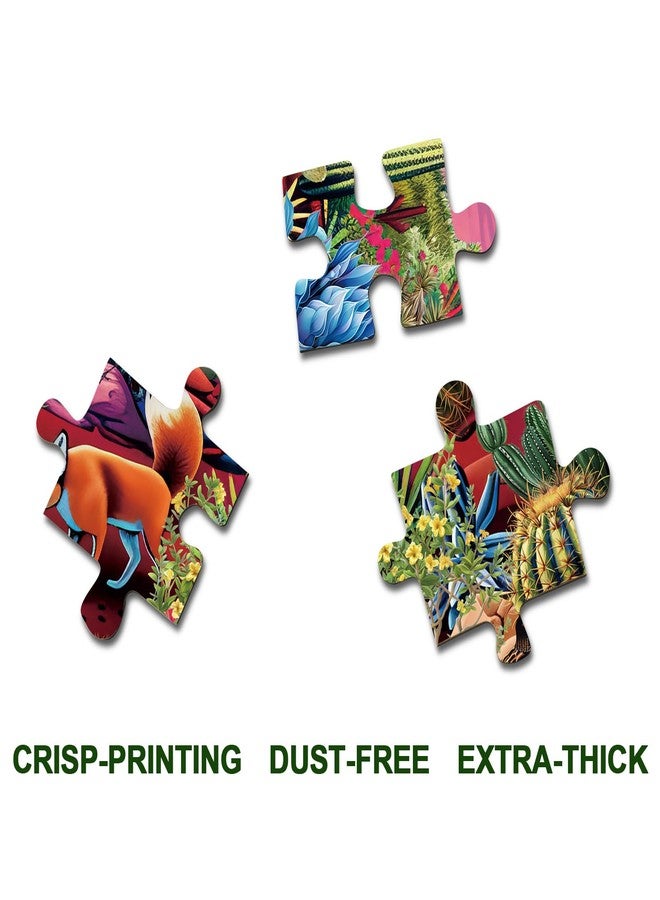 BBOLDIN Desert Cactus Oasis Puzzles for Adults 1000 Pieces Nature, Beautiful Plant Landscape Art Jigsaw Puzzles, Bird Flower Animal Painting Puzzle As Home Decor - Image 3